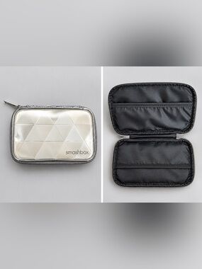 Smashbox Silver Geometric Metallic Makeup Travel Case | Brand New